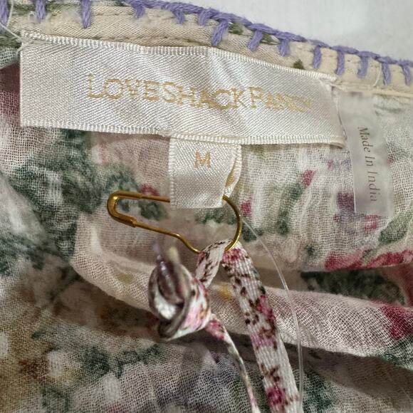LoveShackFancy Keelin Mini Dress Shining Gemstone Floral Cotton Multi Size M NWT - Picture 10 of 11